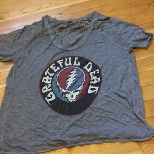 Chaser Gray Grateful Dead Short Sleeve Tee with Red and Blue Logo